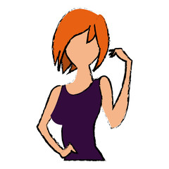 portrait female woman cartoon gesture image
