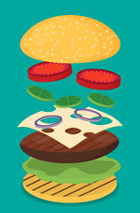 Hamburger flat design vector
