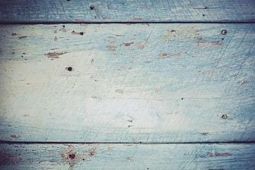 Old wood texture blue color Background, close up