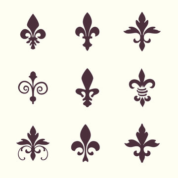 Heraldic symbols fleur de lis vector set
