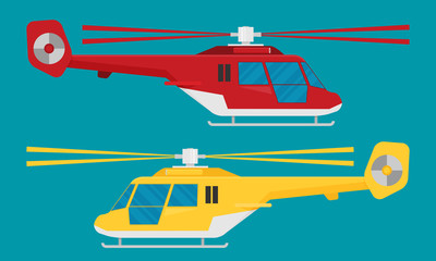 Helicopter in flat style. Vector illustration.
