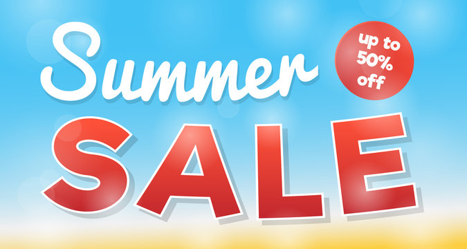Summer sale - concept on sunny background. Vector.