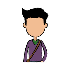 boy cartoon student young character with bag