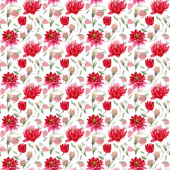 Wildflower Aquilegia flower pattern in a watercolor style isolated. Full name of the plant: Aquilegia. Aquarelle wild flower for background, texture, wrapper pattern, frame or border.