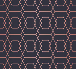 Geometric pattern consisting of lines. Trendy Copper Metallic look.