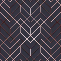 Foto op Plexiglas Geometrisch patroon bestaande uit lijnen. Trendy koper metallic look. © Aylin Art Studio