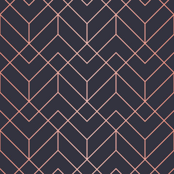 Geometric Pattern Consisting Of Lines. Trendy Copper Metallic Look.