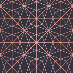 Geometric pattern consisting of lines. Trendy Copper Metallic look.