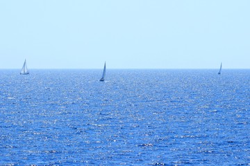 Fototapeta premium Sailing ships near Split, touristic destination on Adriatic sea in Croatia