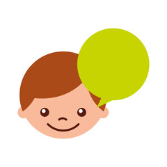 cute boy with speech bubble character vector illustration design