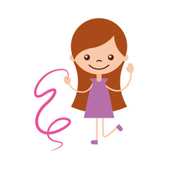cute girl with ribbon character icon vector illustration design