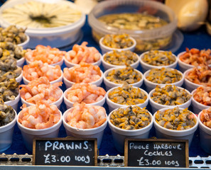 Prawns and Cockles in Market