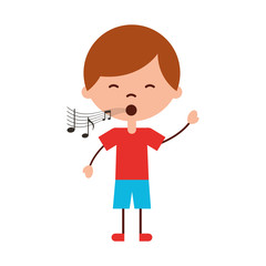 cute boy whistling character icon vector illustration design