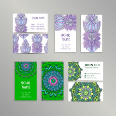 Vector vintage business cards big set. Oriental design Layout. Islam, Arabic, Indian, ottoman motifs.