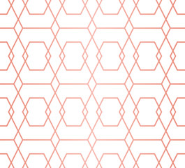 Geometric pattern consisting of lines. Trendy Copper Metallic look.