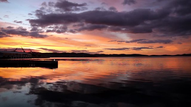 Sunrise in Hobart at the Pier on a cloudy day