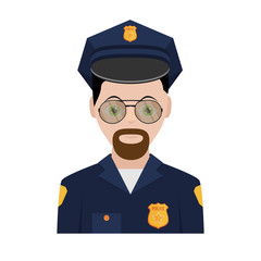 Police officer avatar illustration. Trendy policeman icon in flat style.