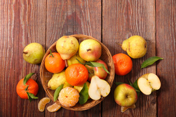 Naklejka na ściany i meble fruits,apple-pear and orange