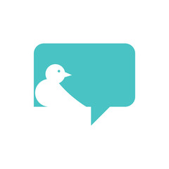 Chat icon. Bird. Isolated. White background.