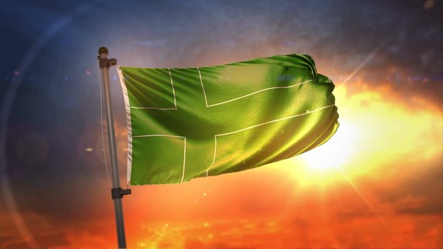 Ladonia Flag Backlit At Beautiful Sunrise Loop Slow Motion 4K