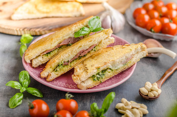 Pesto cheese sandwich
