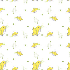 cute of bird seamless pattern vector