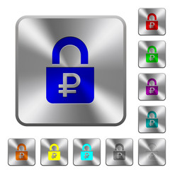 Locked Rubles rounded square steel buttons
