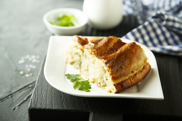 Pie with potato and herbs or Burek pie