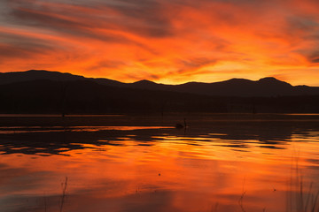 Lake Moogerah at sunset with beautiful clouds. Located on the Scenic Rim in Queensland