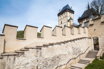 Fototapeta na wymiar Karlstejn gothic castle facade, Czech Republic