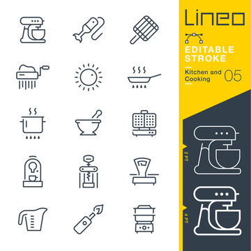 Lineo Editable Stroke - Kitchen and Cooking line icons
Vector Icons - Adjust stroke weight - Expand to any size - Change to any colour