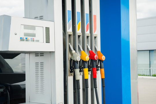 Fuel pump on gas station