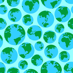 Obraz premium Globe Earth green planet world surface seamless pattern vector illustration background