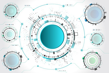 Obraz premium Hi-tech computer technology concept on the grey background. Futuristic radial elements style. Abstract circular techno background. Vector illustration eps10