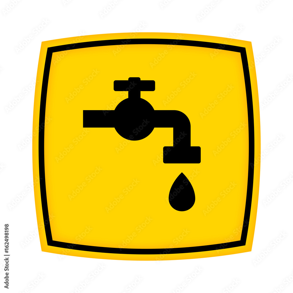 Sticker gelbes Schild - Icon - Wasserhahn