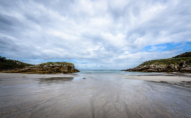 Fototapeta na wymiar Atlantic sandy beach in Galicia Spain.