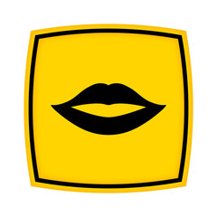 gelbes Schild - Icon - Lippen