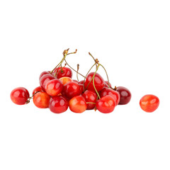 Red ripe cherries isolated on white