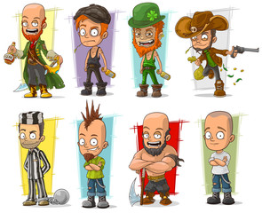 Cartoon cool funny different characters vector set