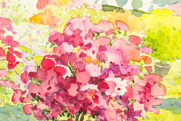 Obraz na płótnie Canvas Landscape painting colorful of Paper flower and emotion in background
