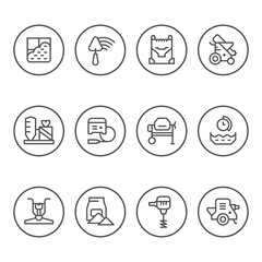 Set round line icons of concrete