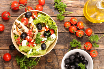 fresh salad with chicken fillet  and vegetables