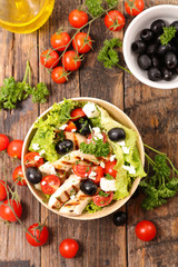 fresh salad with chicken fillet  and vegetables