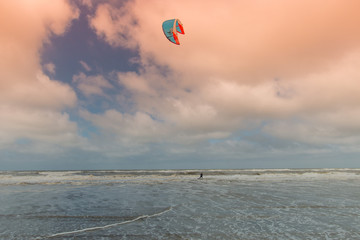 kite surfer on the beach of the Touquet , Hauts de France , France  © sofifoto