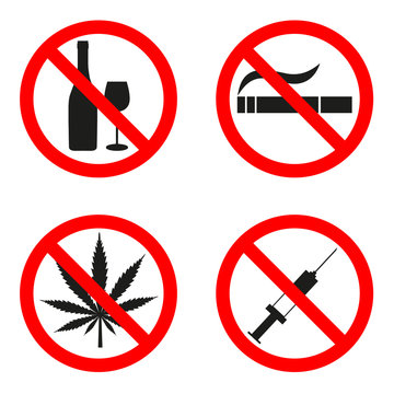 Sign forbidden smoking drugs alcohol