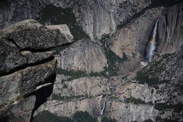 Rainbow reflected in Yosemite Falls
