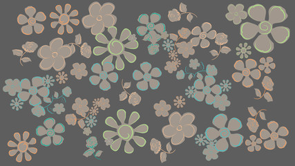 Pastel flowers on a dark gray background