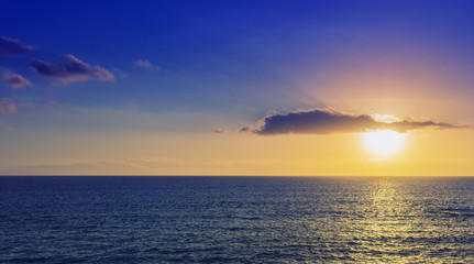romantic sunset on the sea