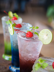 set of italian soda in coffee shop cafe