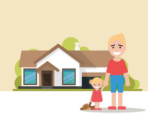 father and daughter Illustration